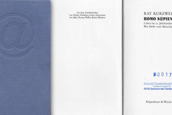 Umschlag und Innenseite des Kurzweil-Buches Homo Sapiens