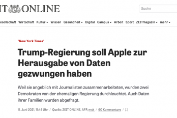 ZEITonline: Apple zur Herausgabe von Daten gezwungen