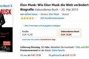 Abbildung der Artikelseite "Elon Musk" (Biografie) auf Amazon